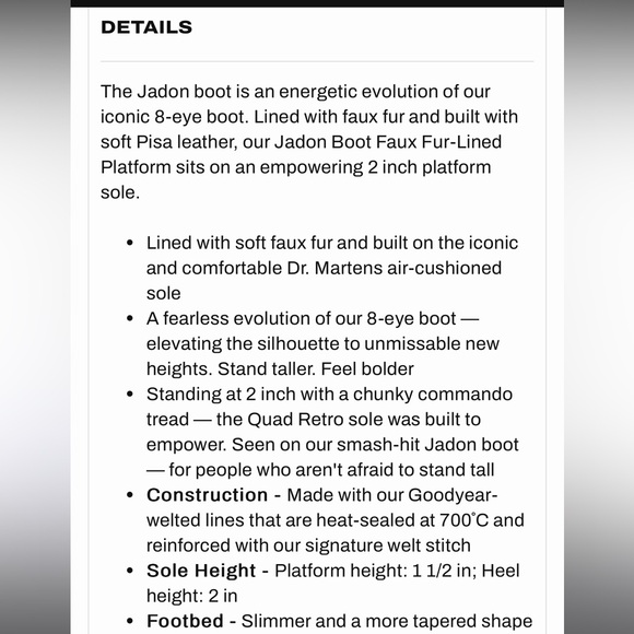 DR MARTENS JADON BOOT LEATHER FAUX FUR LINED PLATFORMS - Picture 12 of 13